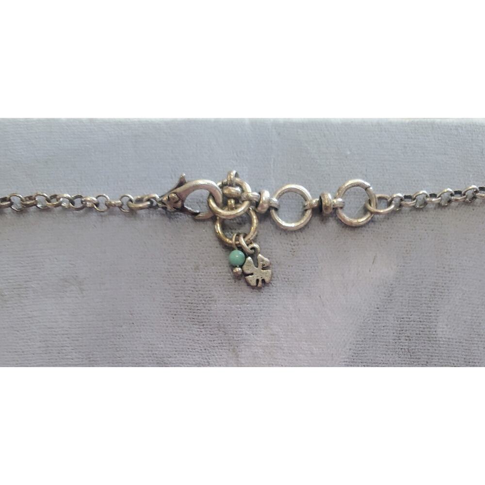 Vintage Boho Statement Necklace Leaf Faux Turquoise Bohemian Silver Tone 30” - Picture 7 of 8